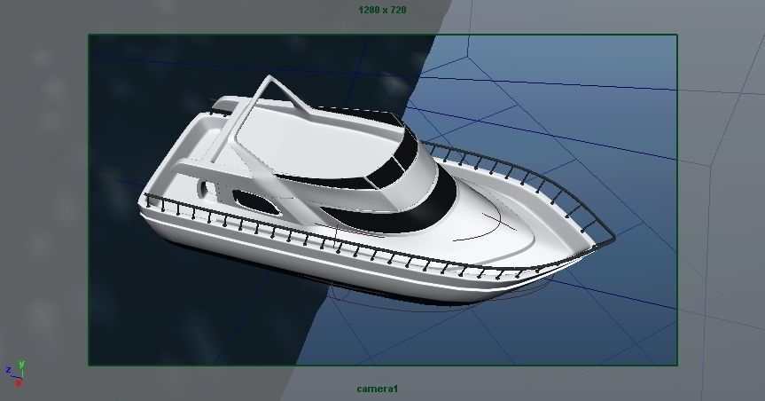 Boat with Ocean  Low-poly 3D model_7