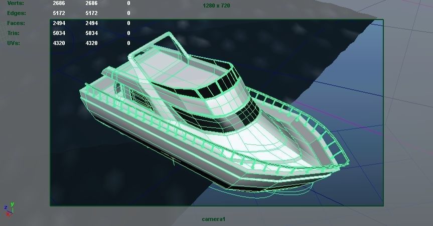 Boat with Ocean  Low-poly 3D model_12
