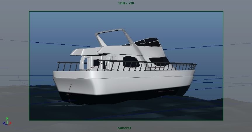 Boat with Ocean  Low-poly 3D model_4