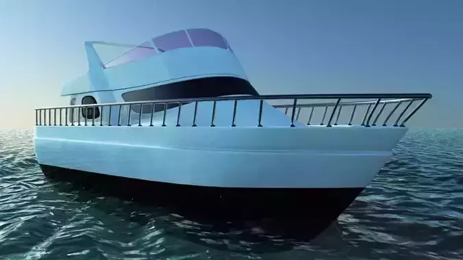 Boat with Ocean  Low-poly 3D model