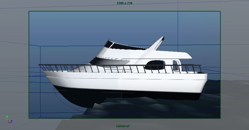 Boat with Ocean  Low-poly 3D model_5