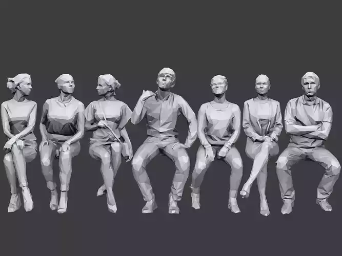 Lowpoly People Sitting Pack Volume 5 Low-poly 3D model