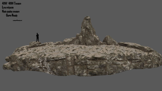 terrain island with person Low-poly 3D model