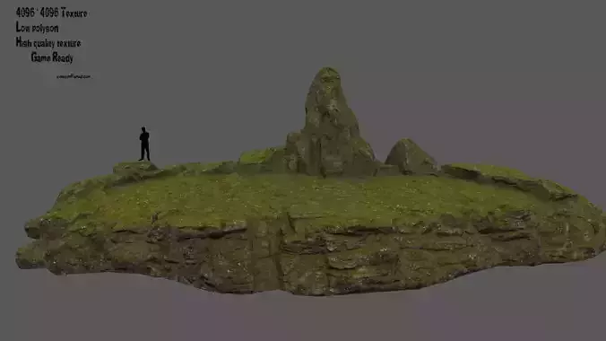 mossy terrain Low-poly 3D model