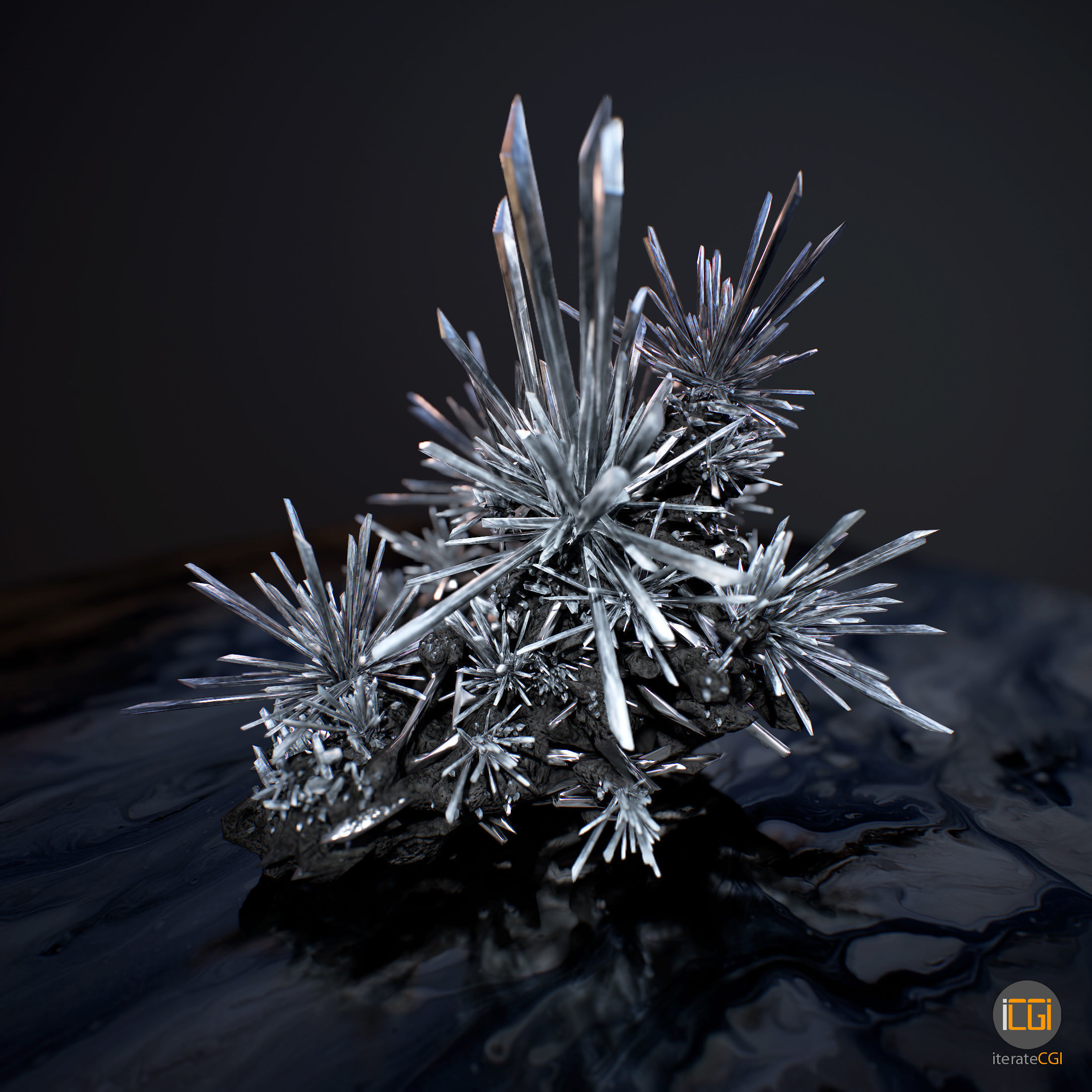 3D Crystals silver Low-poly 3D model_2
