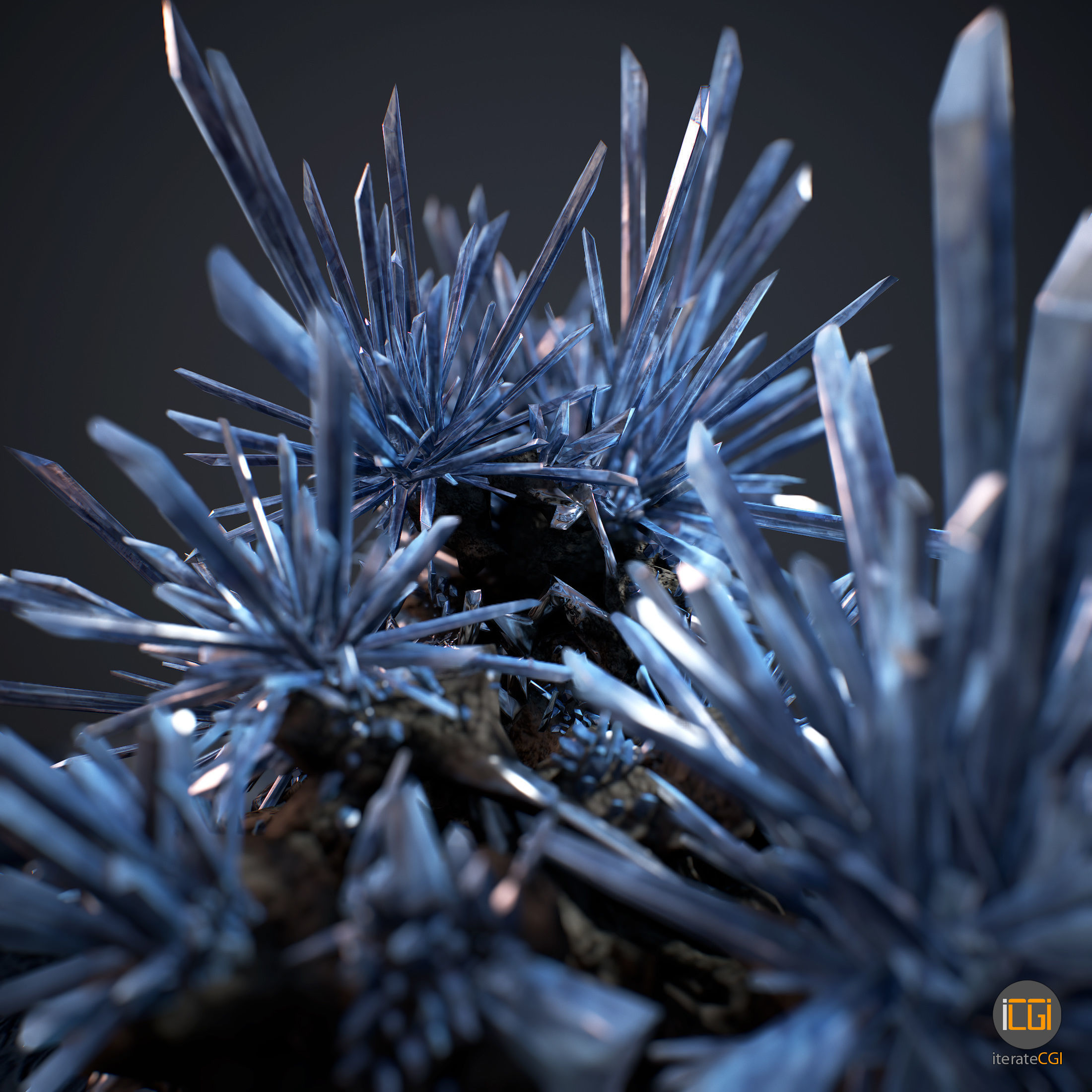 3D Crystals silver Low-poly 3D model_4