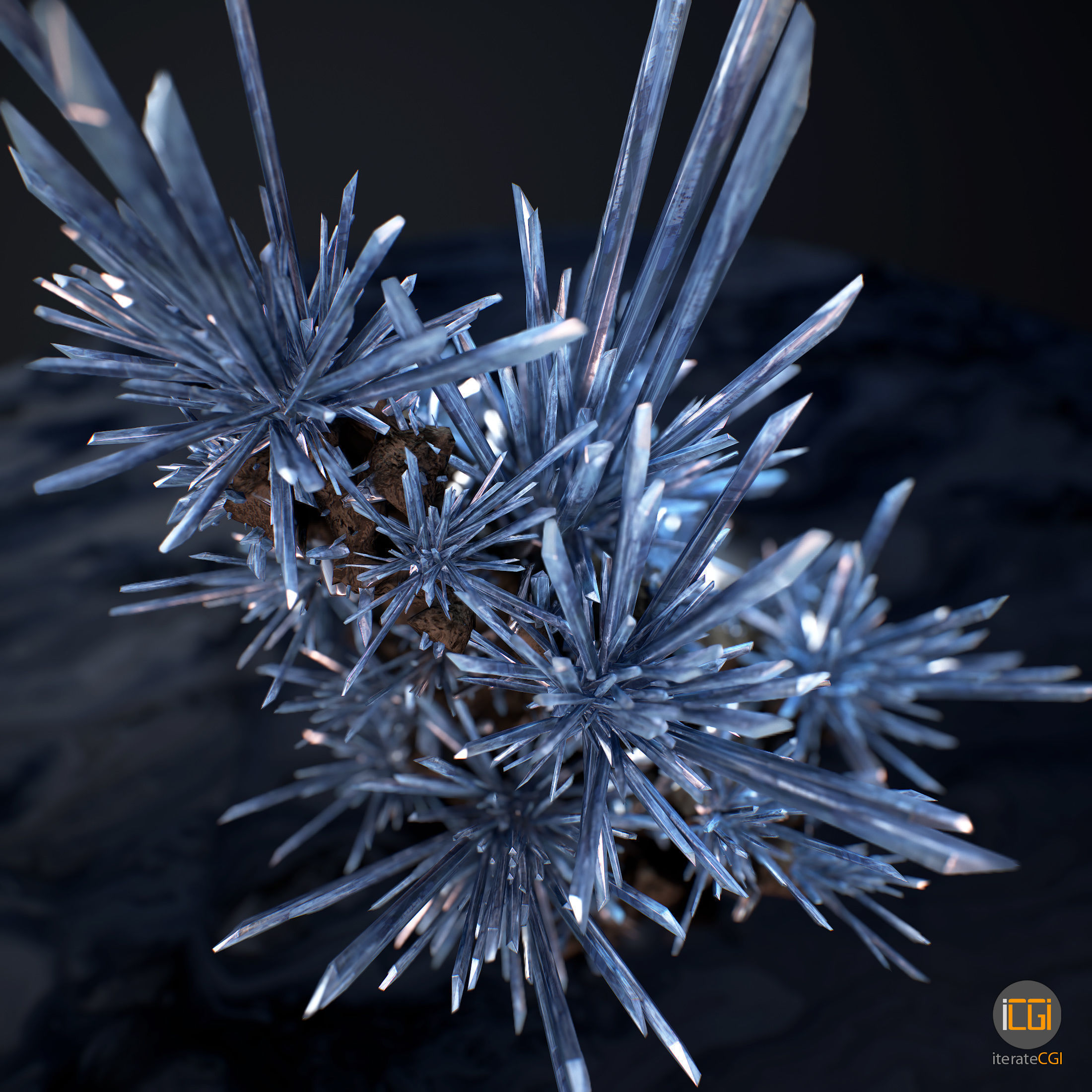 3D Crystals silver Low-poly 3D model_13