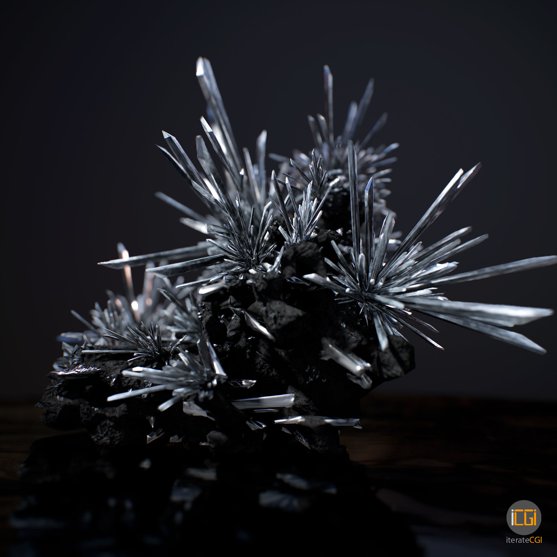 3D Crystals silver Low-poly 3D model_7