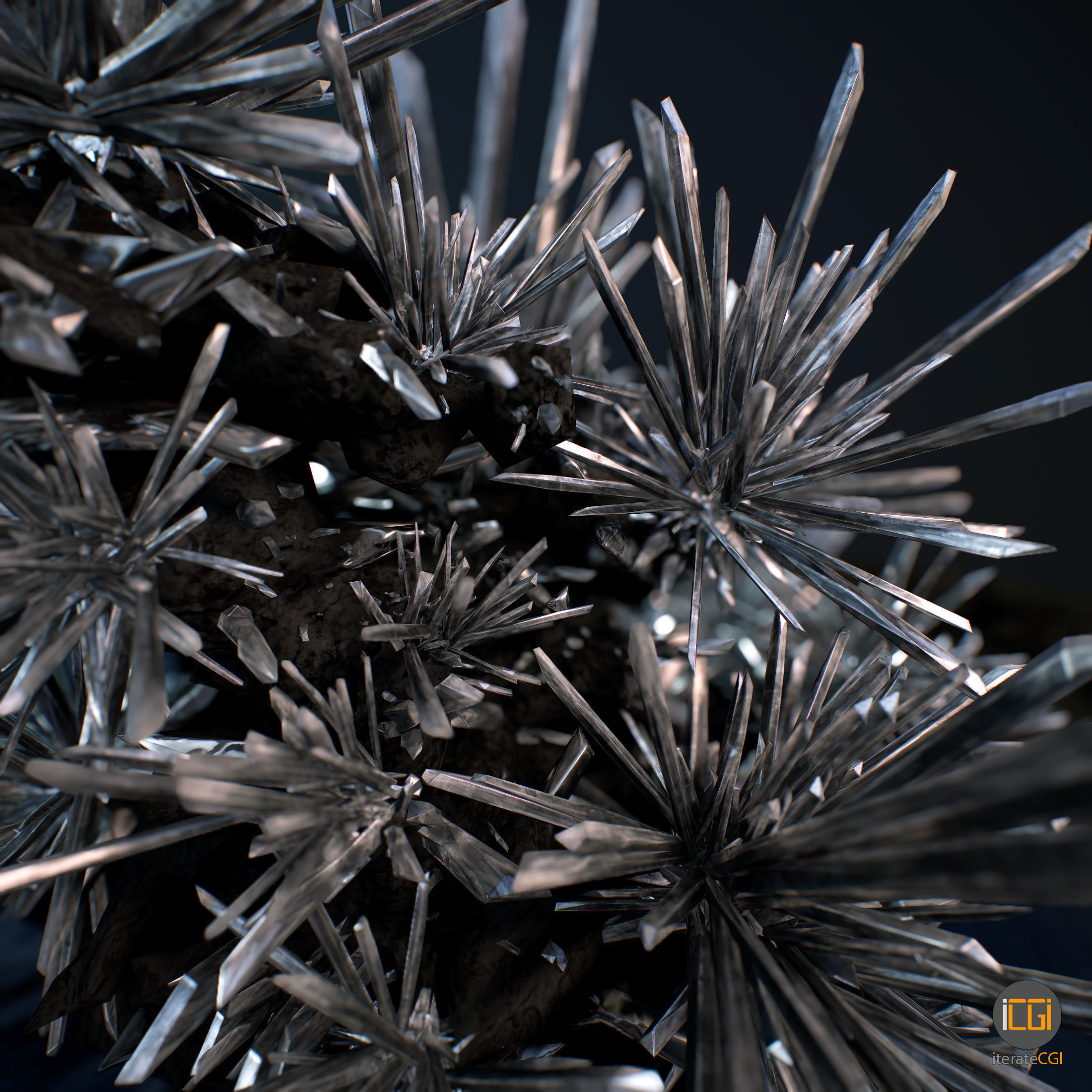 3D Crystals silver Low-poly 3D model_10