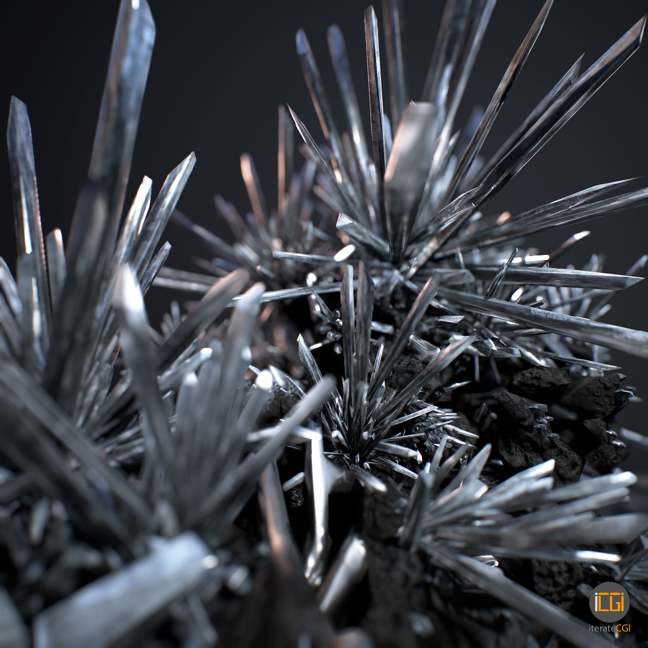 3D Crystals silver Low-poly 3D model_8