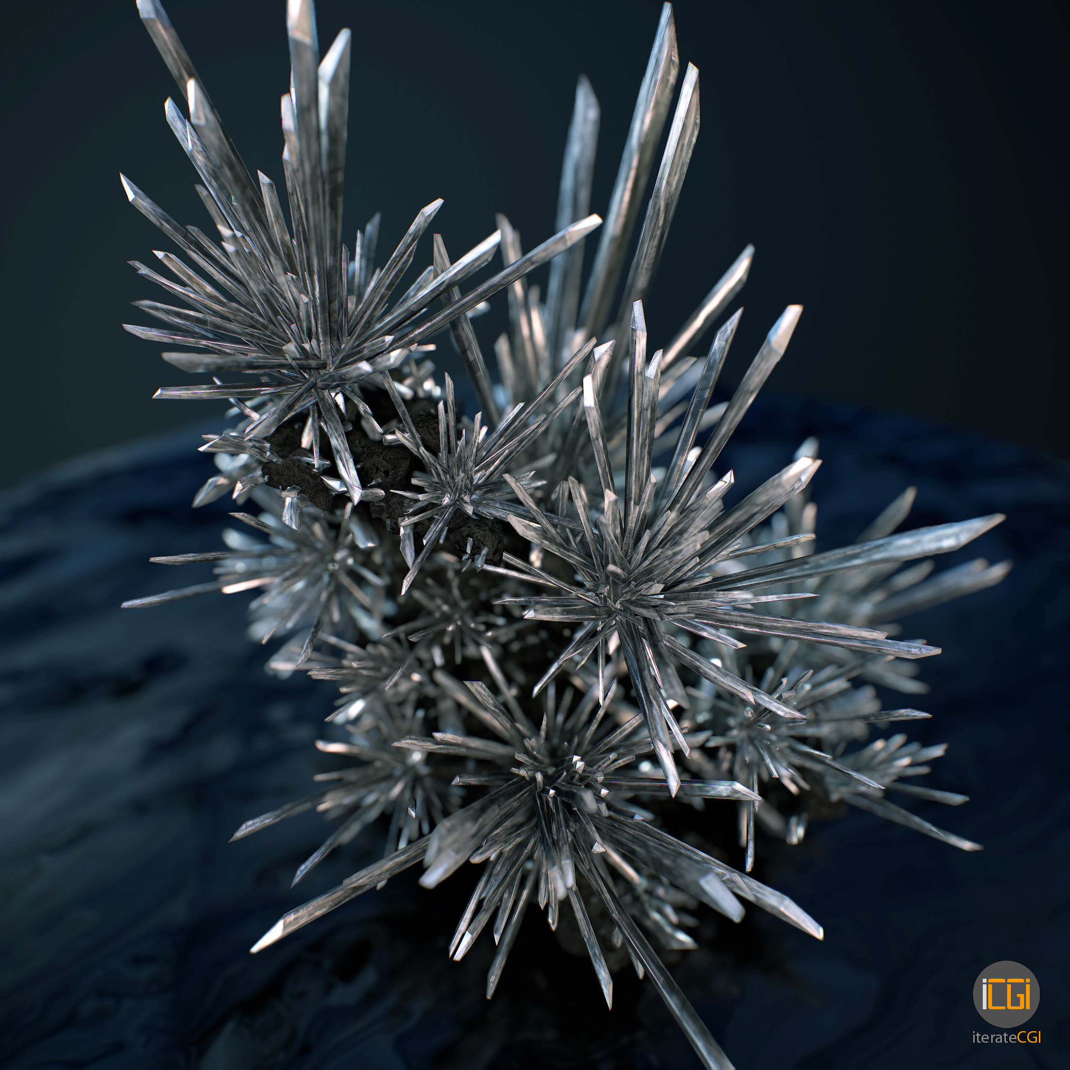 3D Crystals silver Low-poly 3D model_9