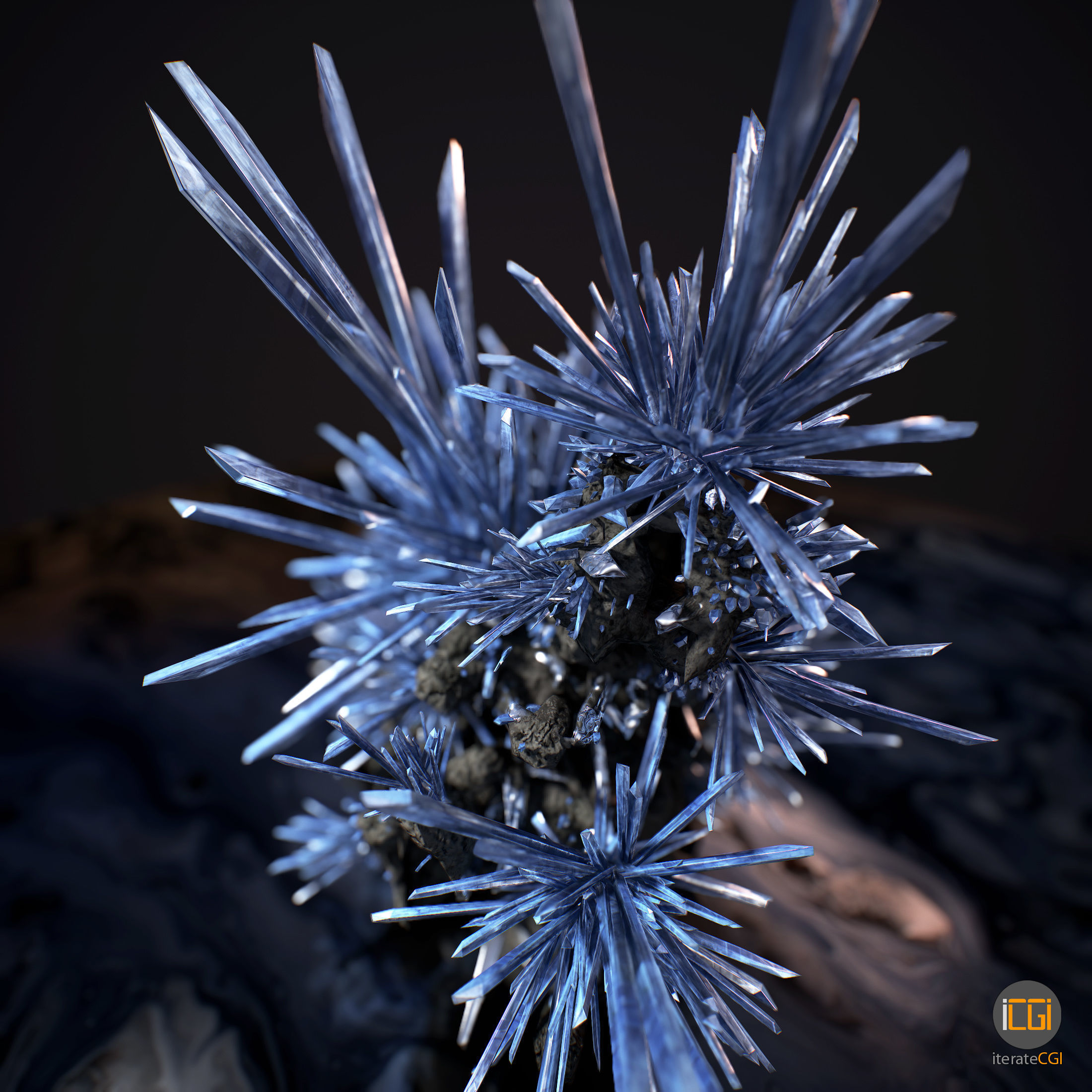 3D Crystals silver Low-poly 3D model_11