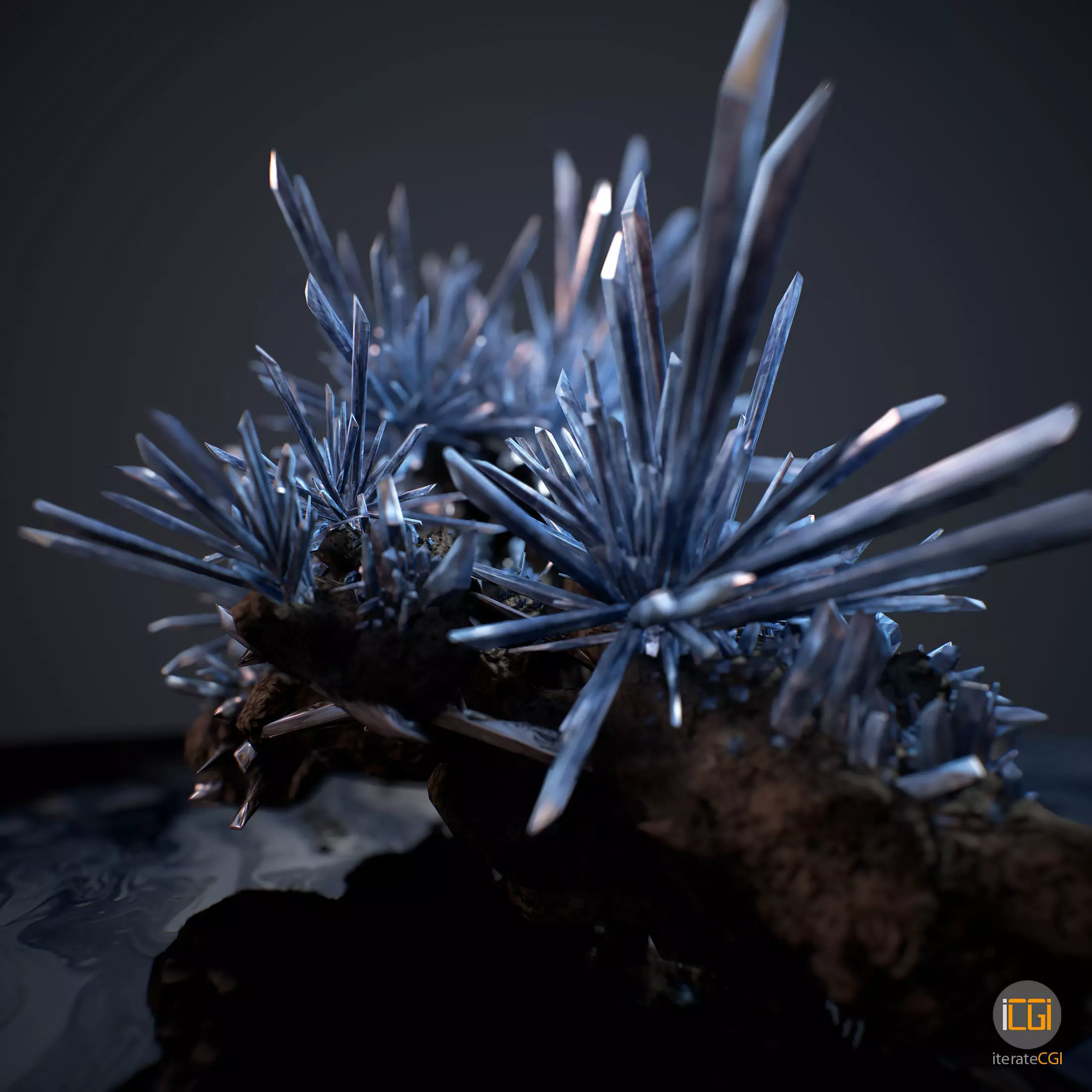 3D Crystals silver Low-poly 3D model_0