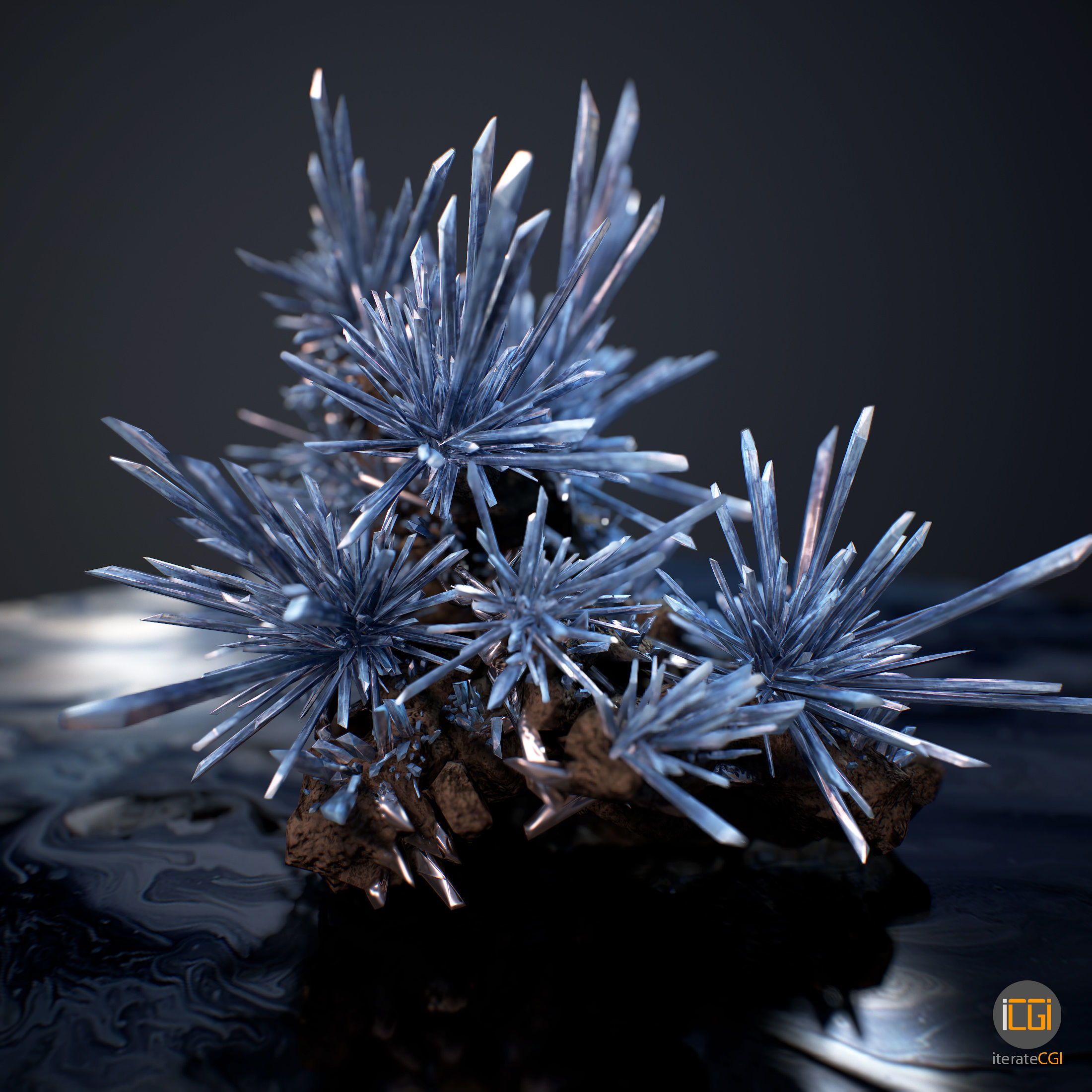 3D Crystals silver Low-poly 3D model_14