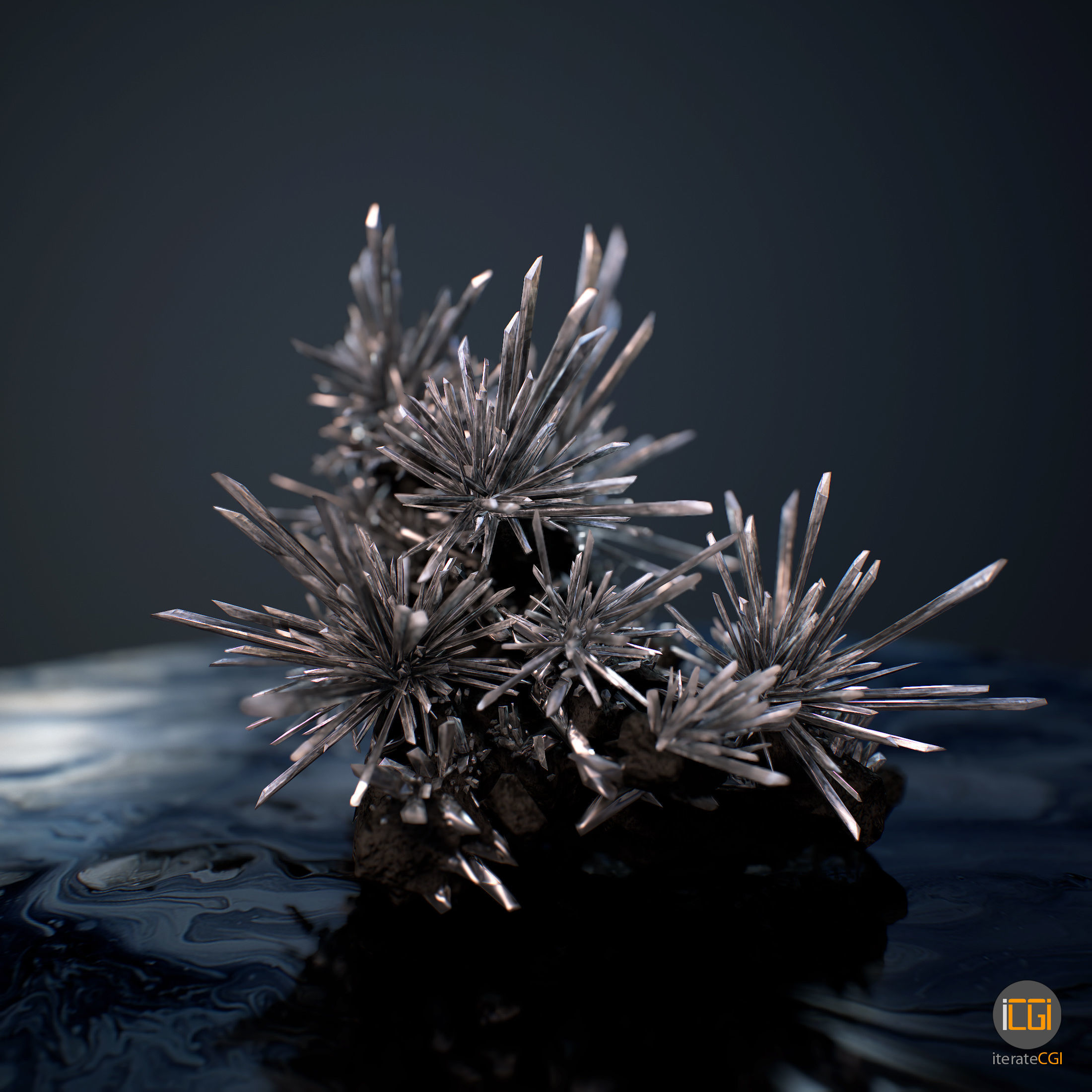 3D Crystals silver Low-poly 3D model_5