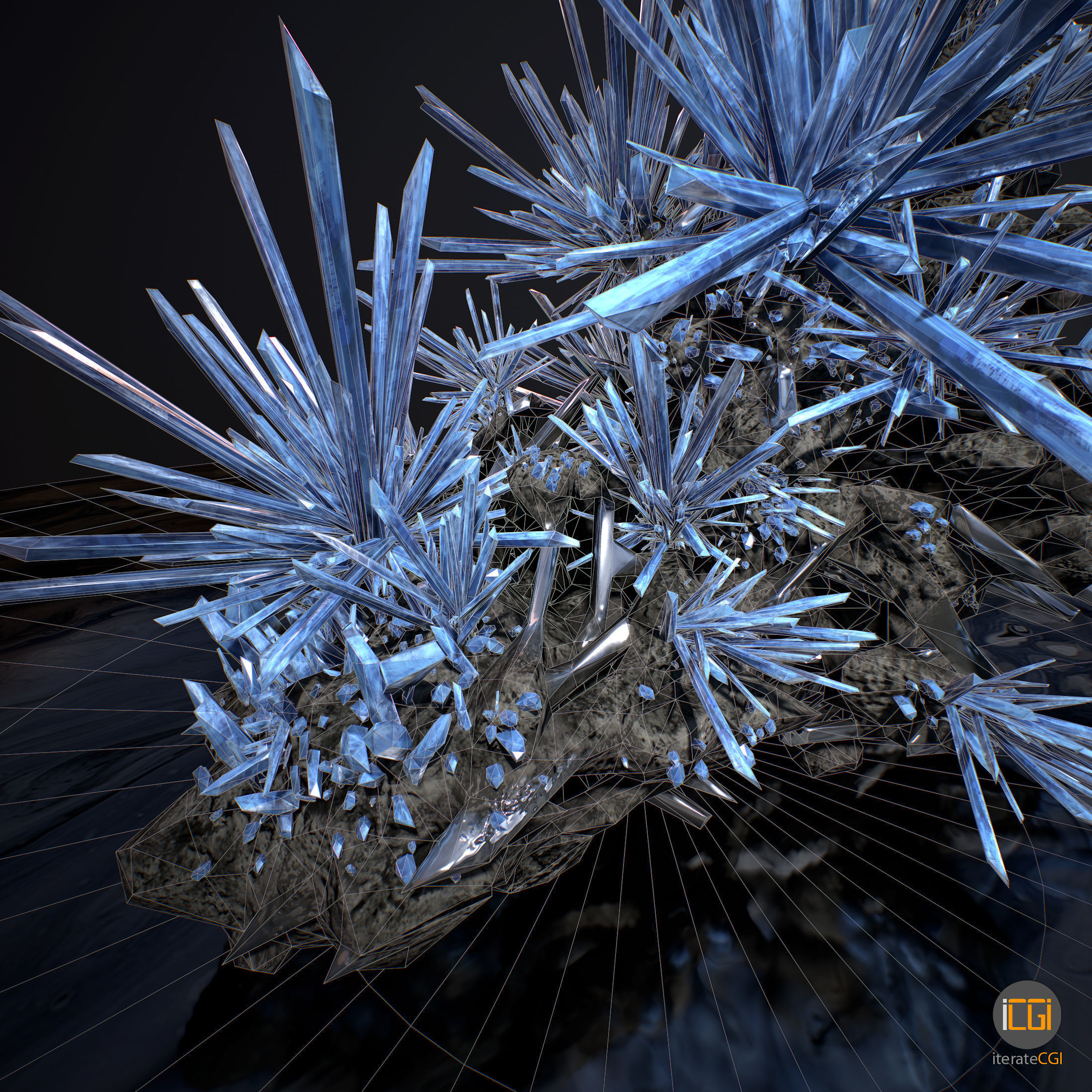 3D Crystals silver Low-poly 3D model_15