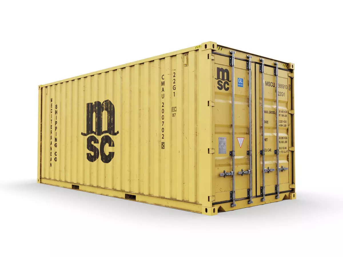 20 feet MSC standard shipping container 3D model_0