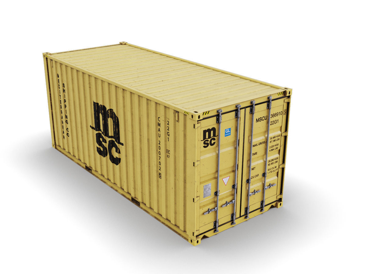 20 feet MSC standard shipping container 3D model_4