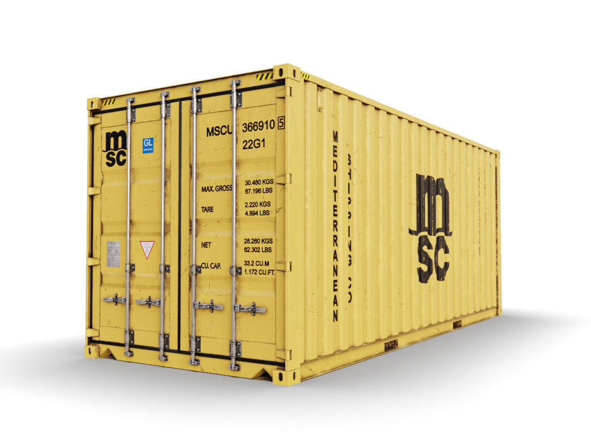 20 feet MSC standard shipping container 3D model_1