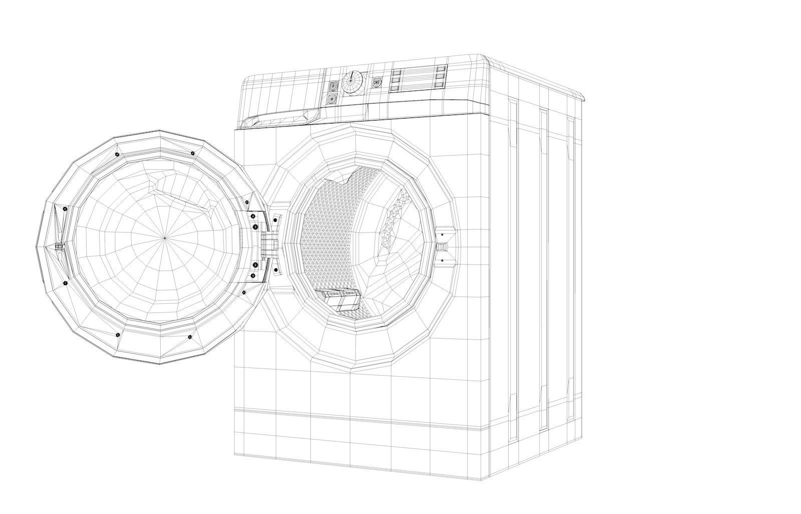 Indesit Washing Machine Low-poly 3D model_7