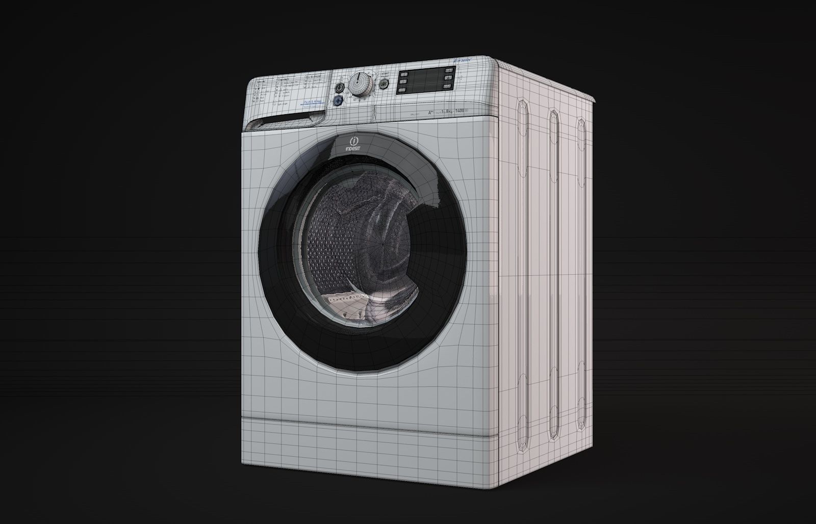 Indesit Washing Machine Low-poly 3D model_3