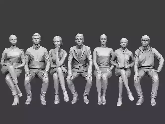 Lowpoly People Sitting Pack Volume 6 Low-poly 3D model