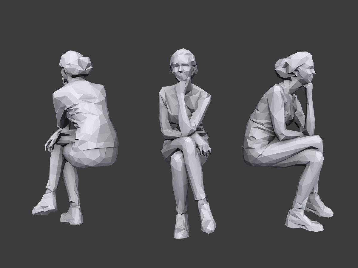 Lowpoly People Sitting Pack Volume 6 Low-poly 3D model_5