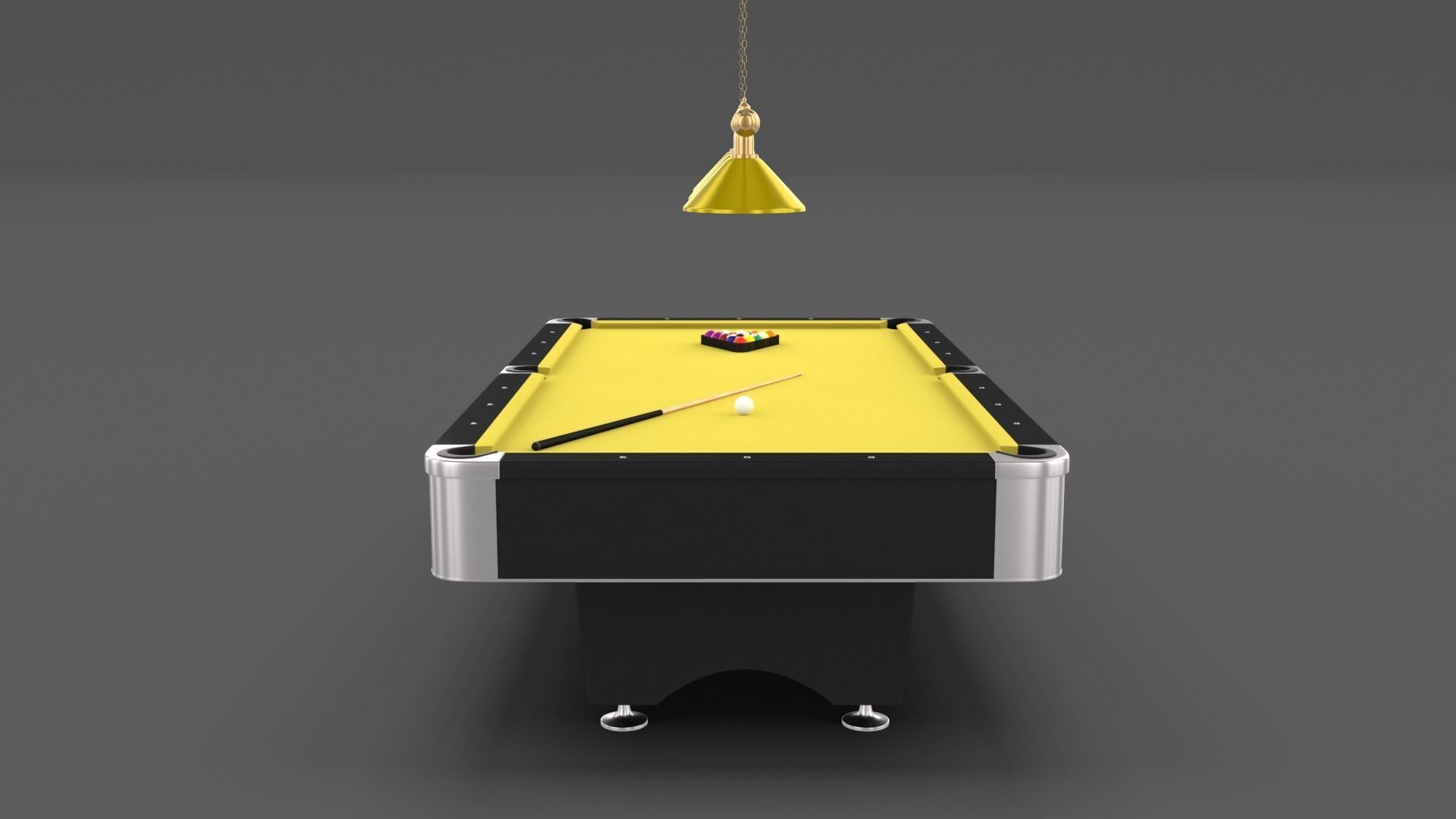 8 Ball Pool Table Setting Yellow 3D model_13