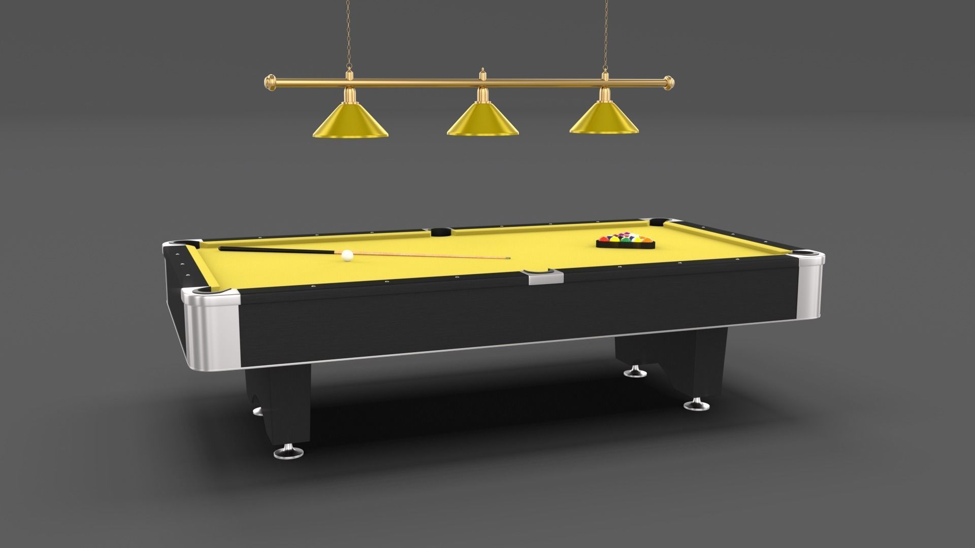 8 Ball Pool Table Setting Yellow 3D model_1