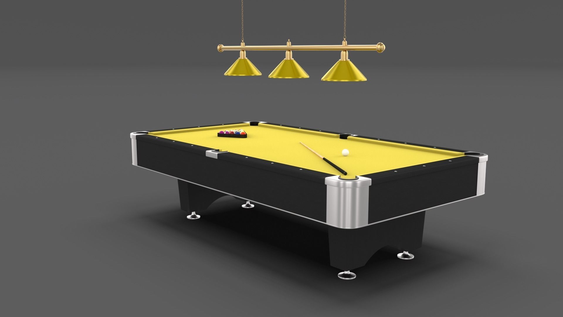 8 Ball Pool Table Setting Yellow 3D model_7