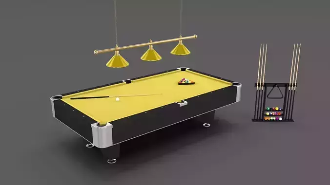 8 Ball Pool Table Setting Yellow