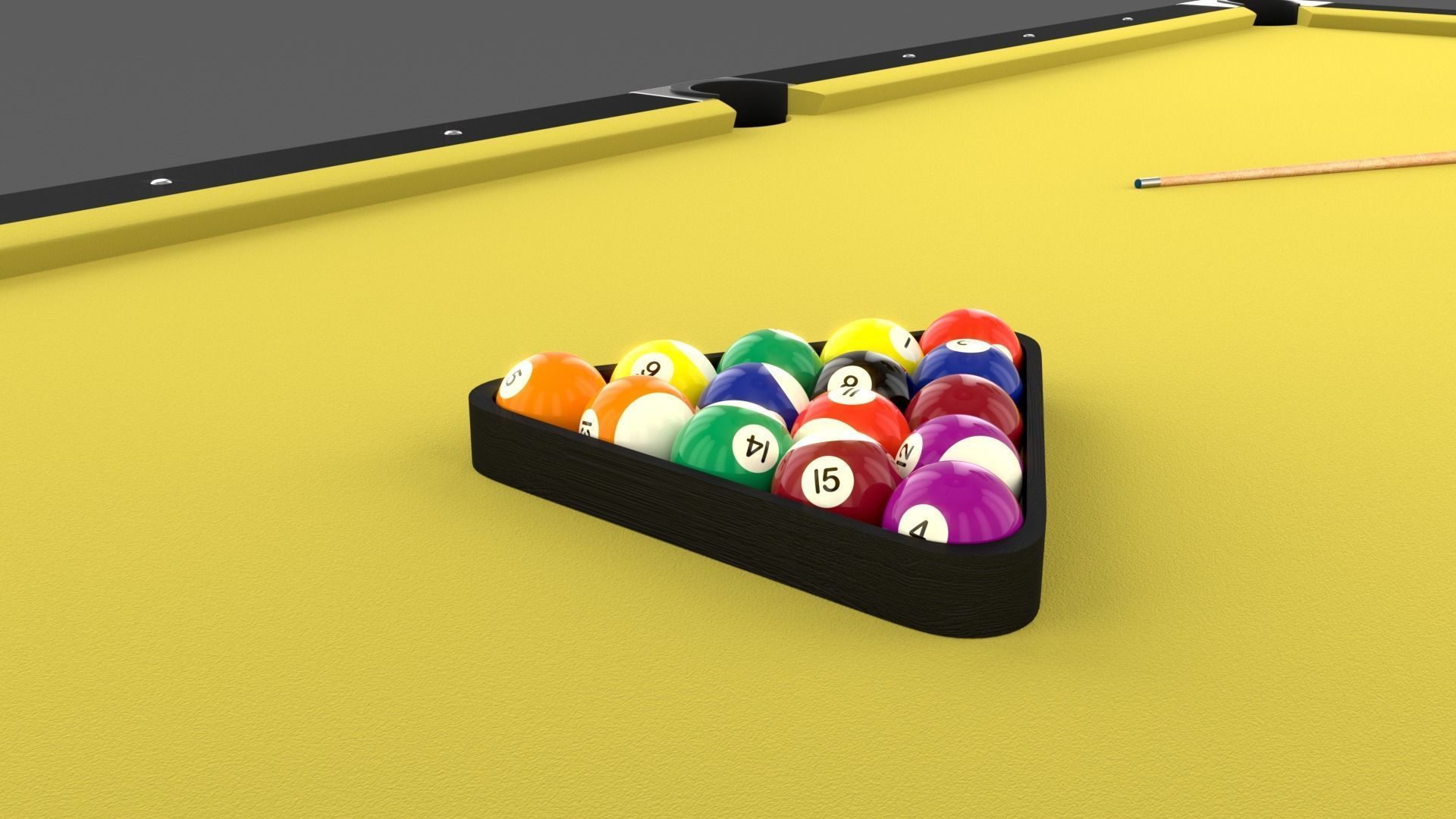 8 Ball Pool Table Setting Yellow 3D model_12