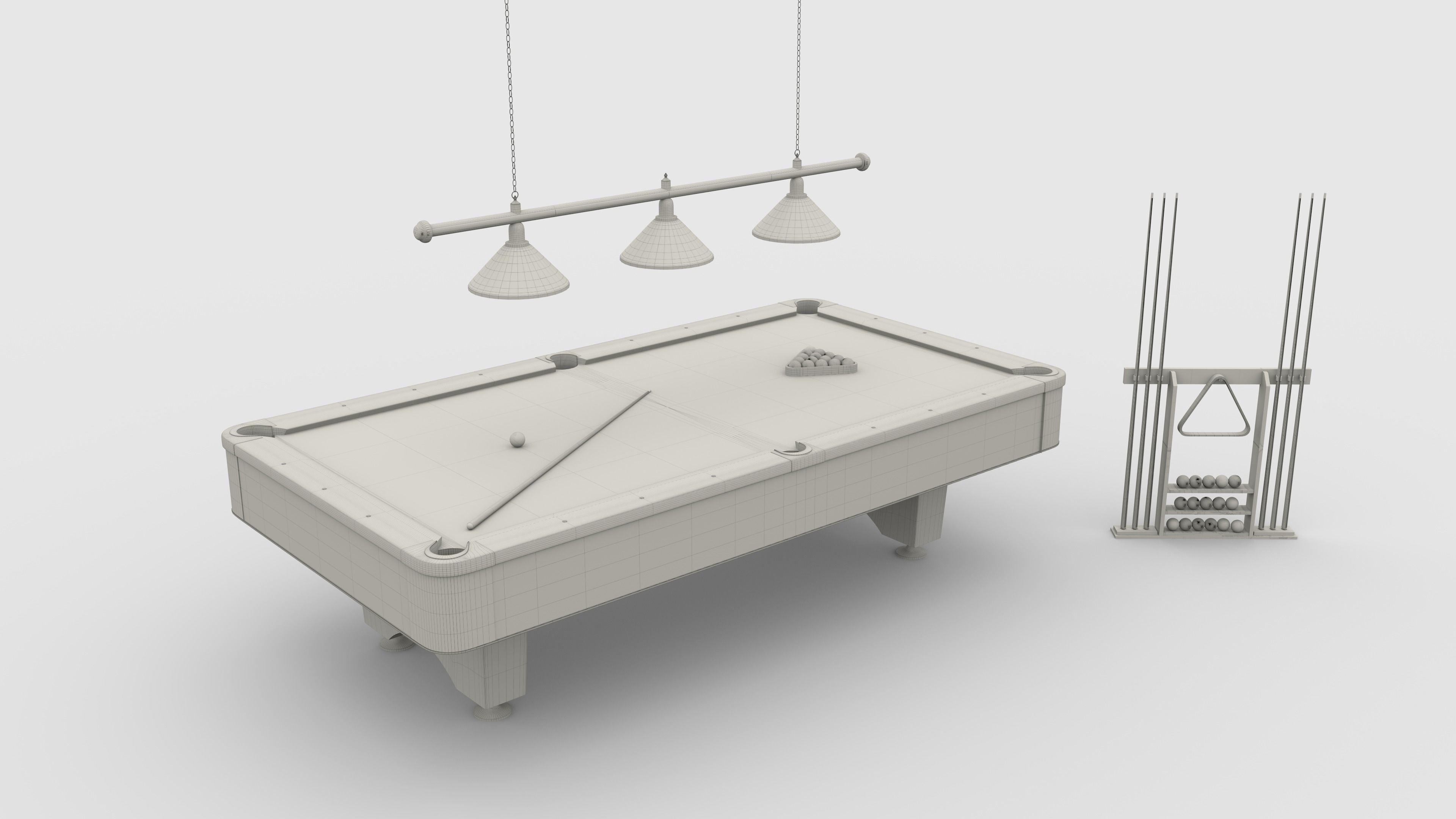 8 Ball Pool Table Setting Yellow 3D model_14