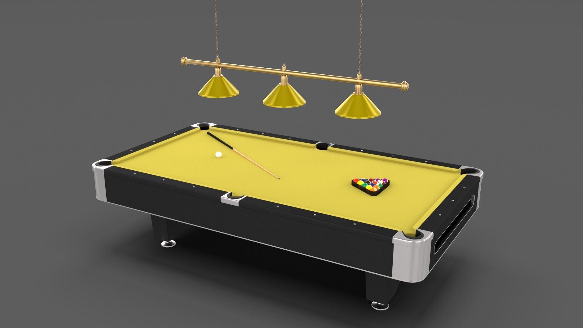 8 Ball Pool Table Setting Yellow 3D model_3