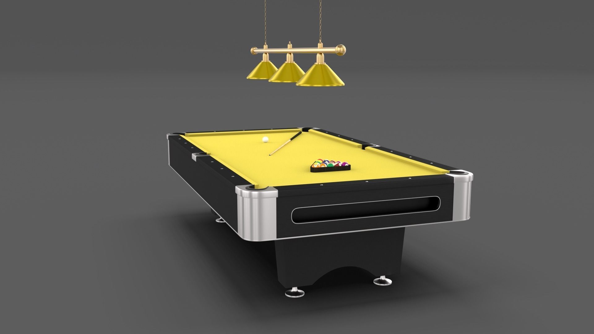 8 Ball Pool Table Setting Yellow 3D model_4