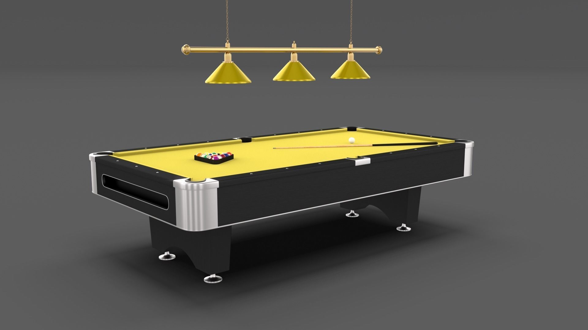 8 Ball Pool Table Setting Yellow 3D model_6
