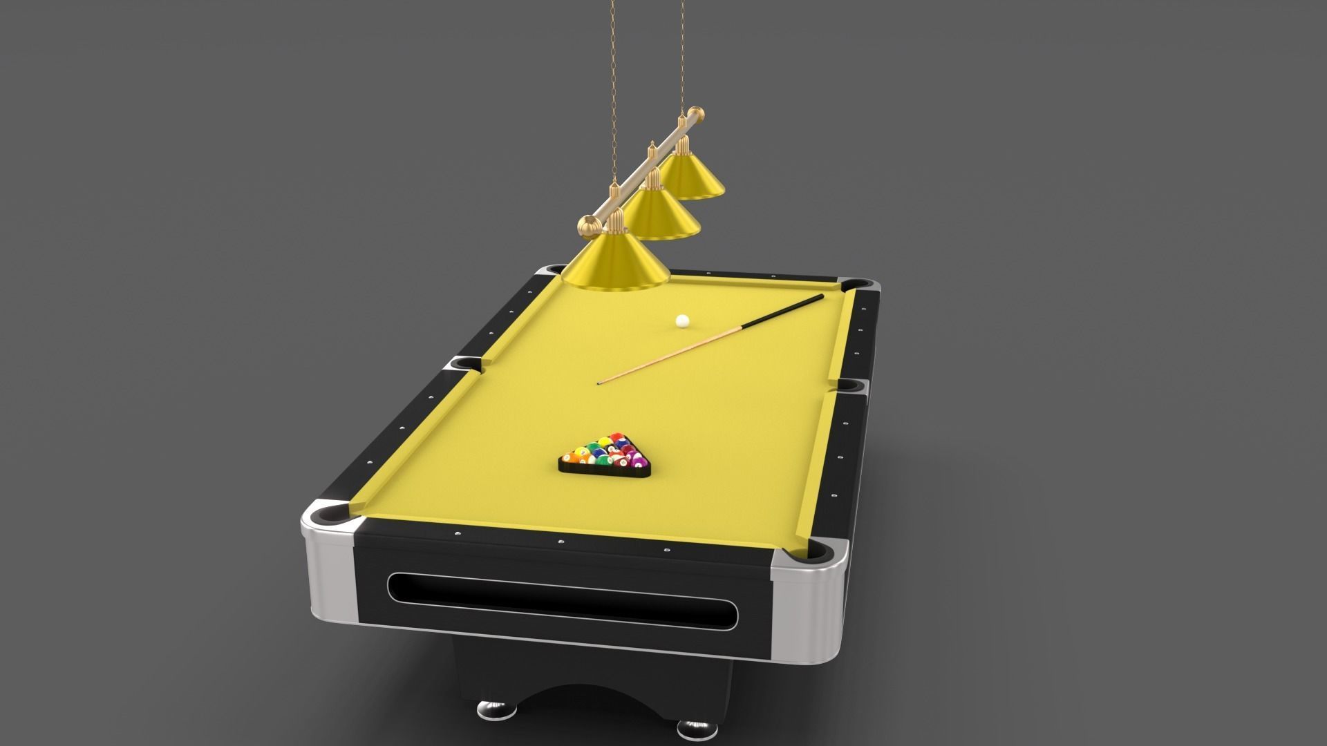 8 Ball Pool Table Setting Yellow 3D model_5