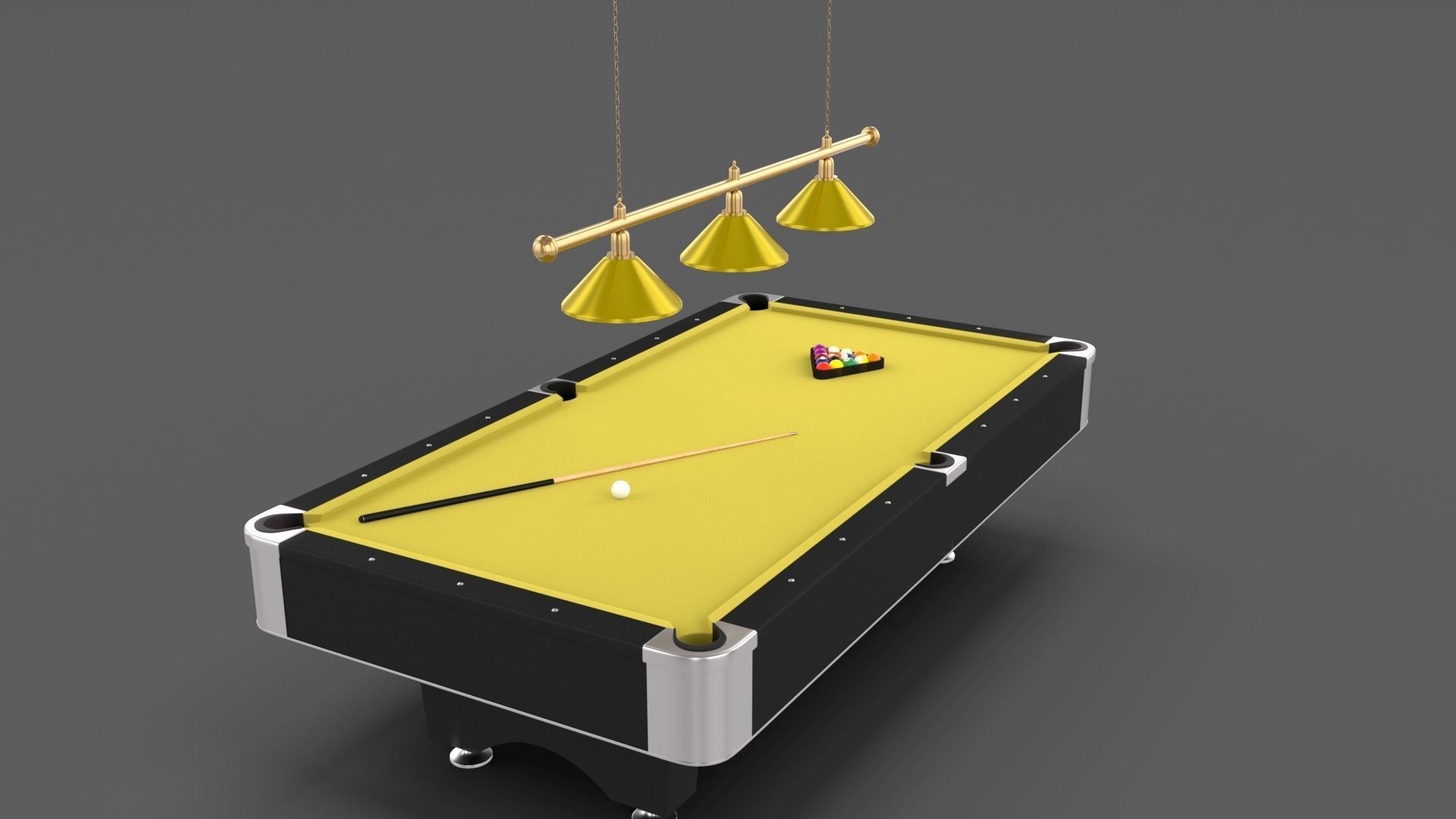 8 Ball Pool Table Setting Yellow 3D model_2