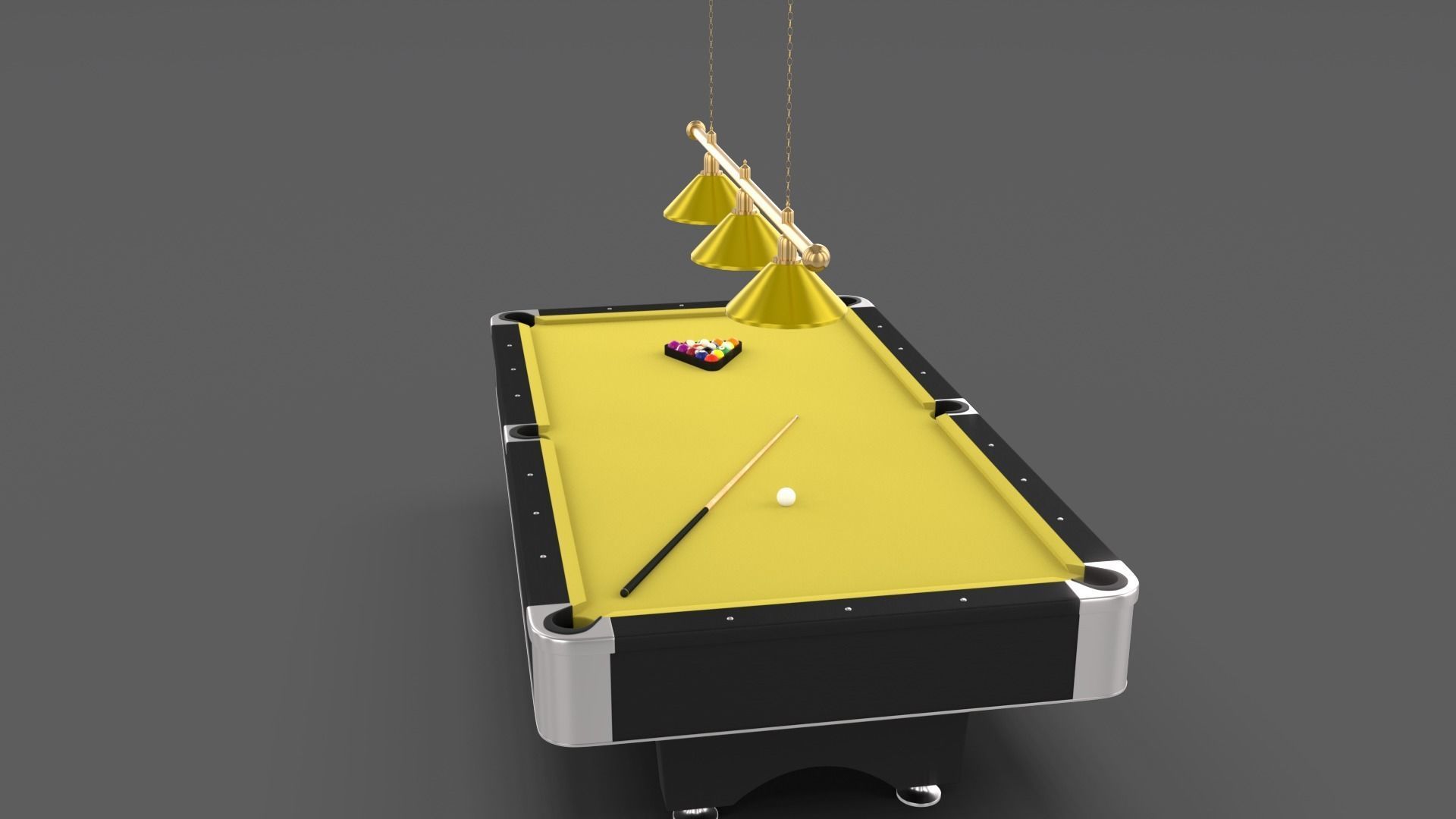 8 Ball Pool Table Setting Yellow 3D model_9