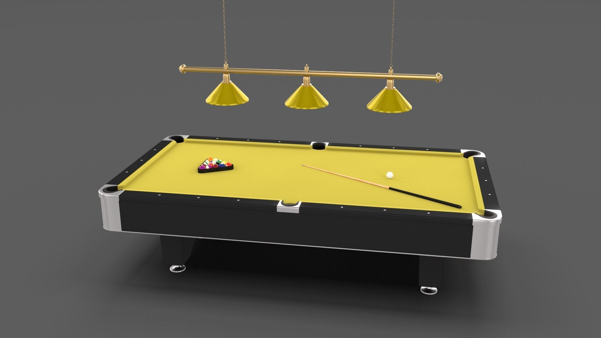 8 Ball Pool Table Setting Yellow 3D model_8