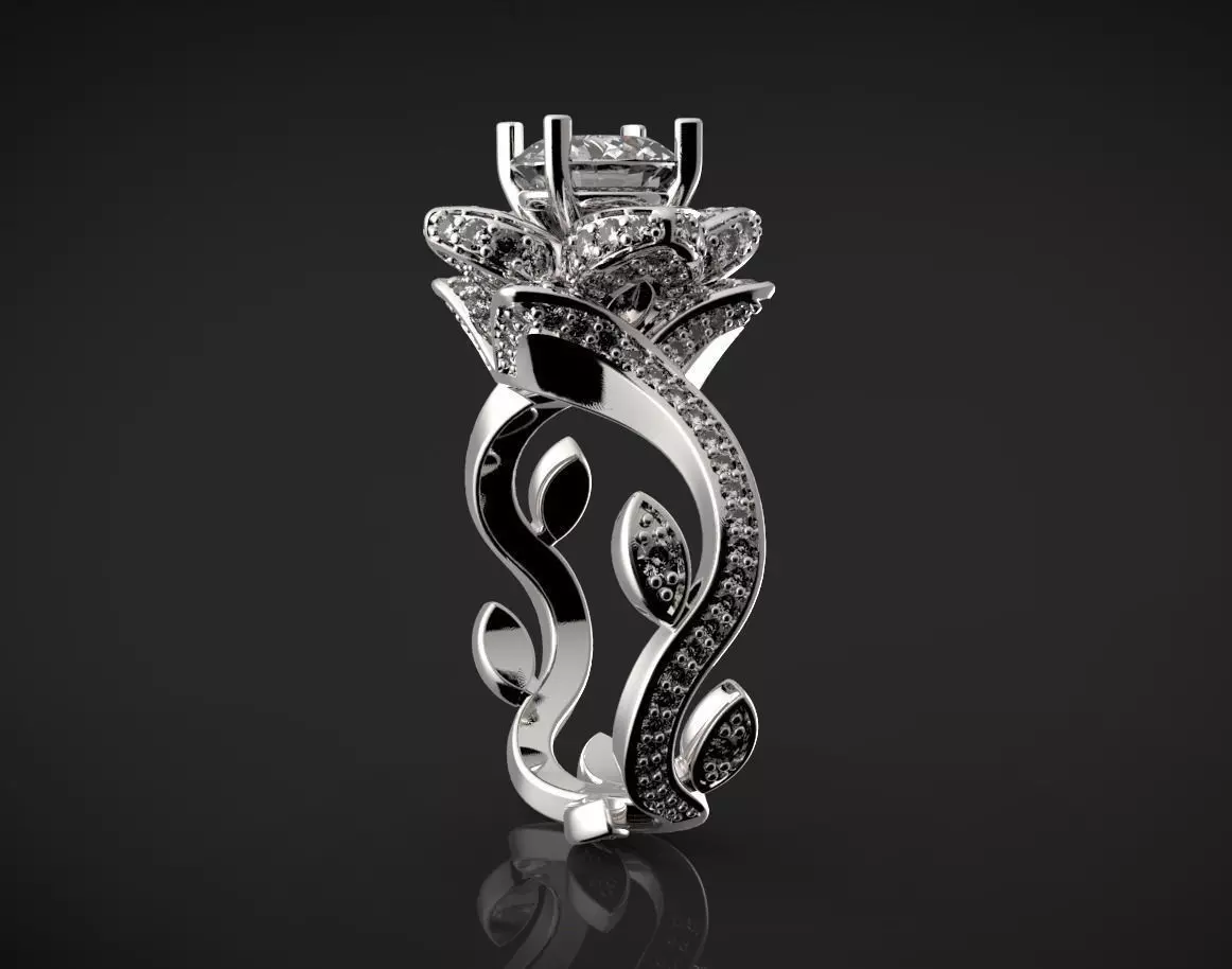 Flower Lotus Rose leaves ring 3D print model