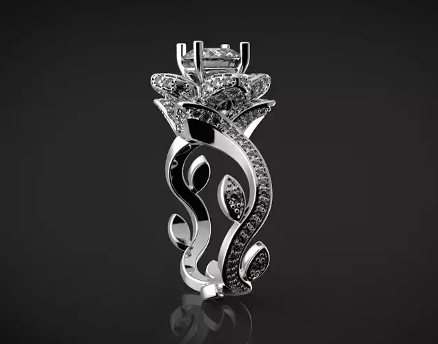 Flower Lotus Rose leaves ring 3D print model