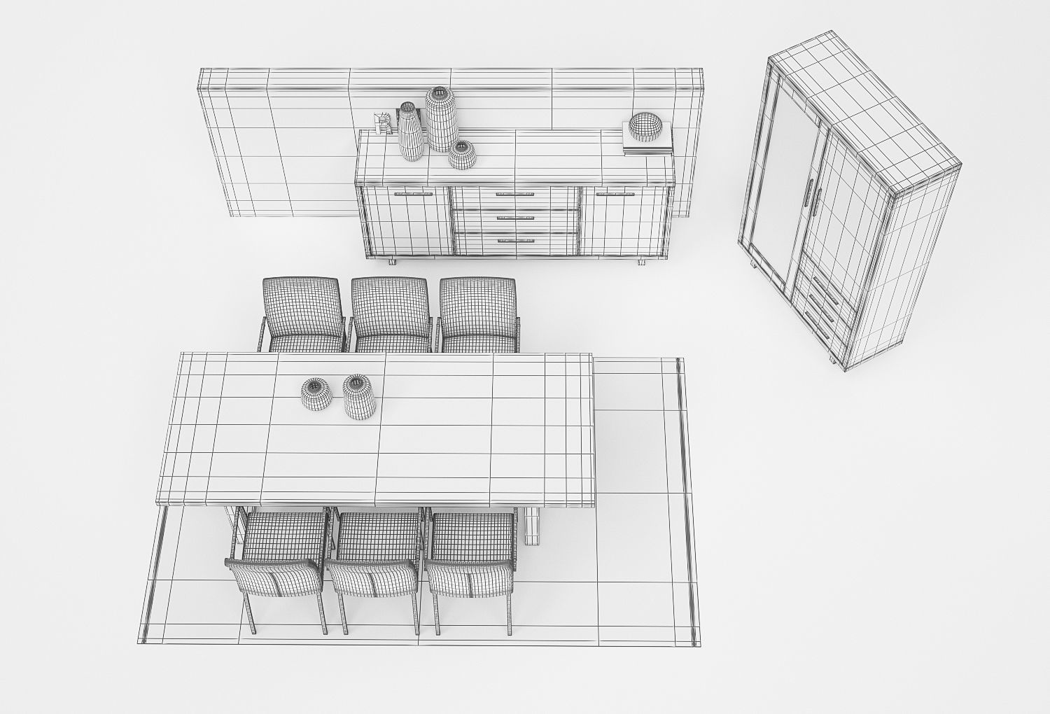 Dining furnitures set 01 3D model_5