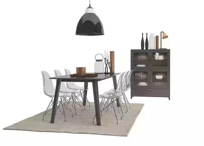 Crystal Cokko Dining Furnitures Set 3D model