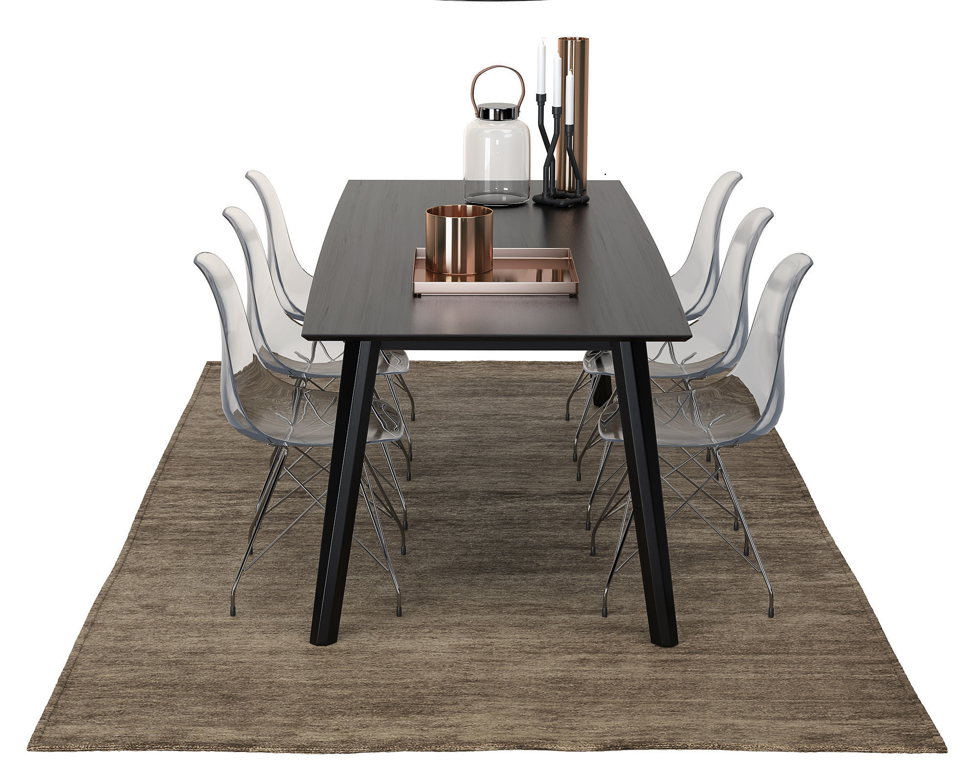 Crystal Cokko Dining Furnitures Set 3D model_1