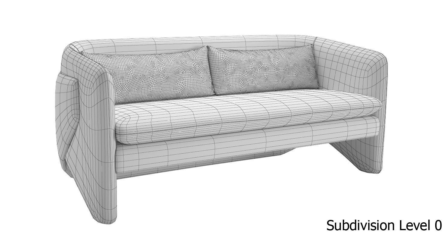 West Elm Thea Settee 3D model_7