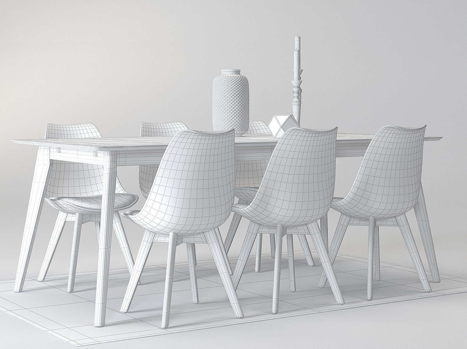 Dining furnitures set 04 3D model_4