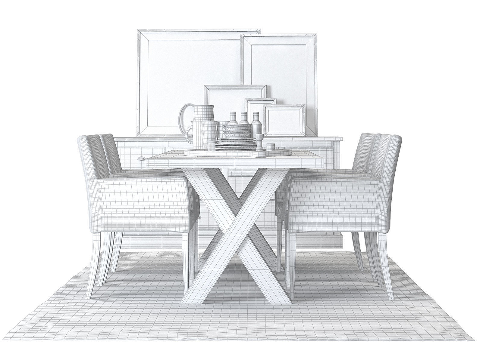 Dining furnitures set 05 3D model_6