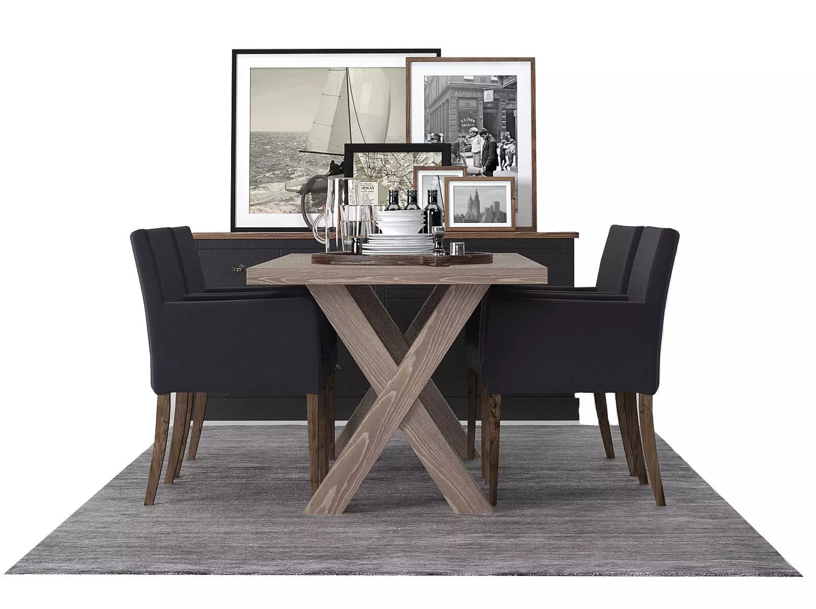 Dining furnitures set 05 3D model_0