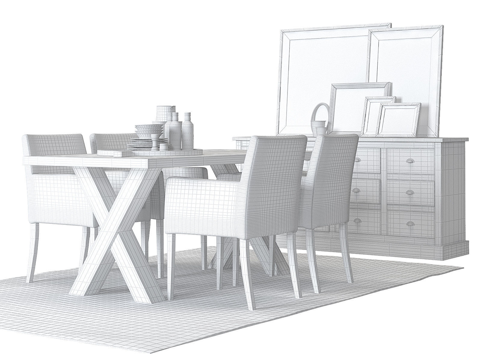 Dining furnitures set 05 3D model_7